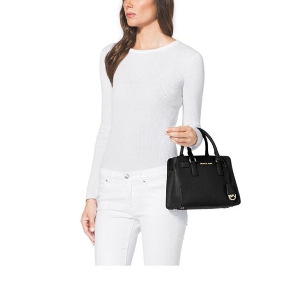 Michael Kors Dillon Saffiano Leather Satchel - Black - Picture 1 of 16